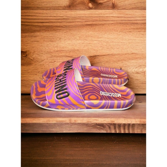 MOSCHINO LOGO EMBOSSED SLIDE ORANGE Size 9 (40) - Picture 3 of 5